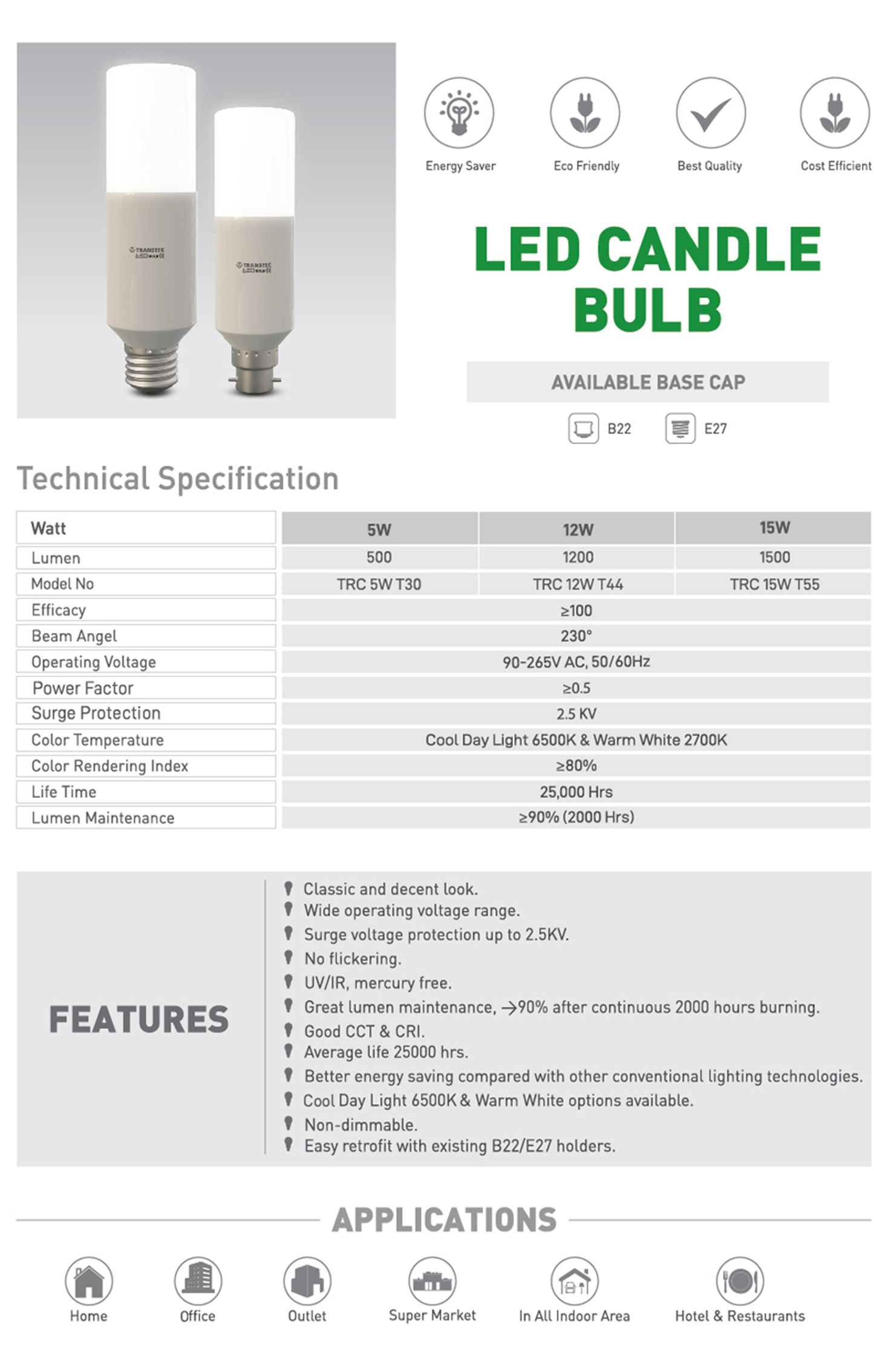 Cadle 2 transtec-candle-led-bulb