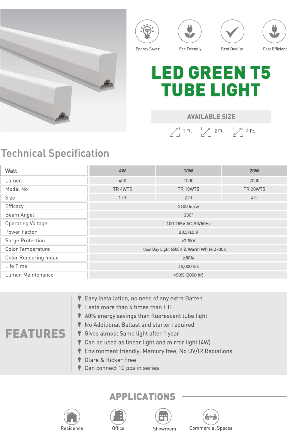 Green T5-03 Led Green Tube Light T5