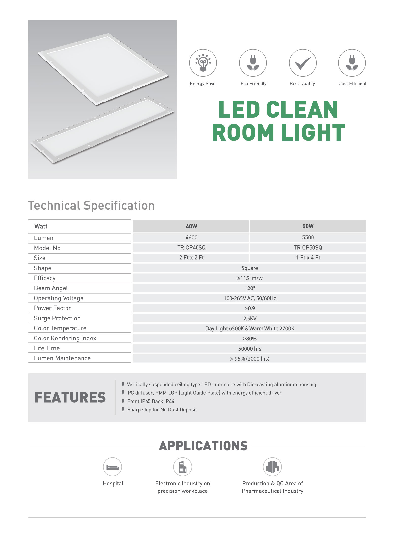 Transtec Product Catalouge-18-02 LED Clean Room Light