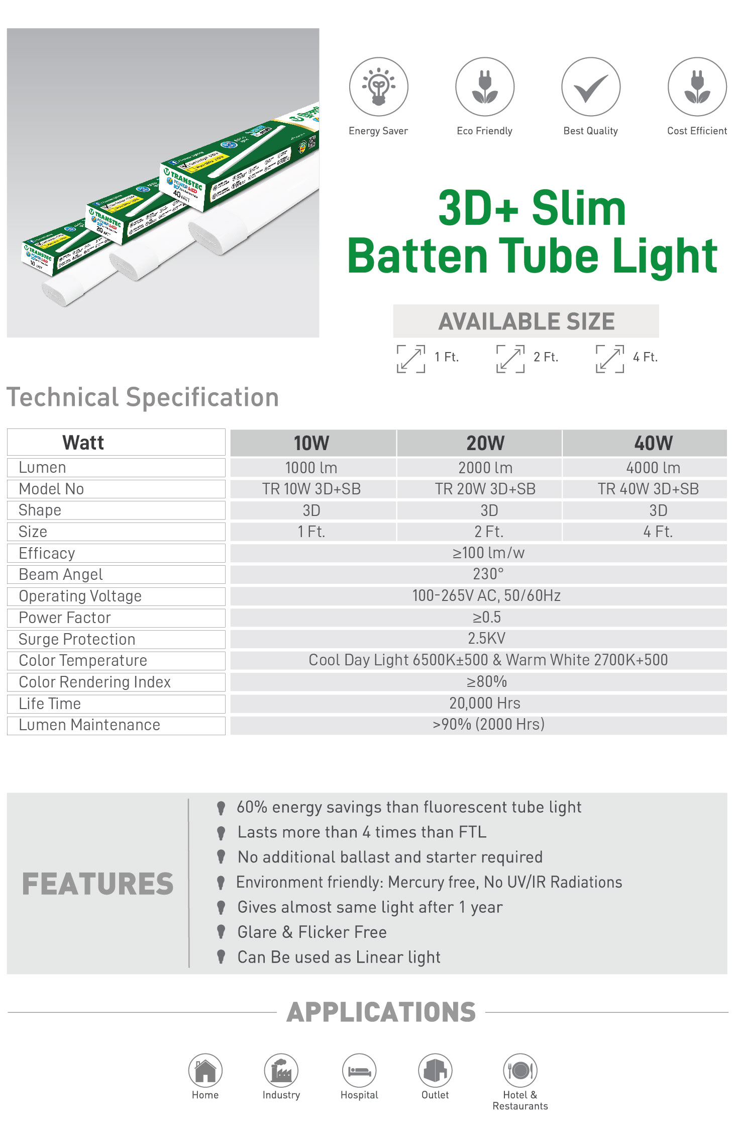 3D+ Slim Batten Tube-03 LED SLIM BATTEN TUBE LIGHT