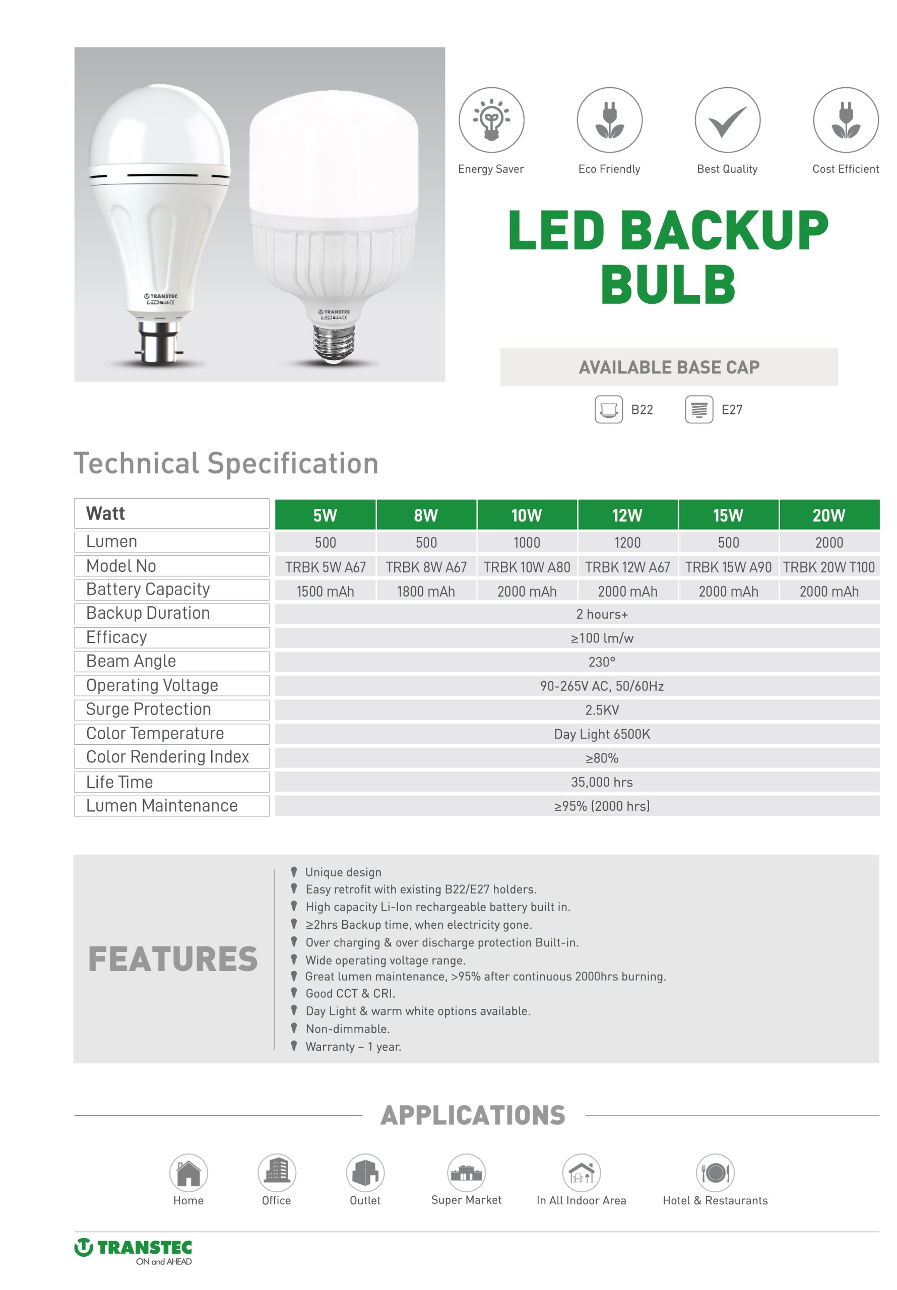 Backup LED Bulb-04 BACKUP LED BULB